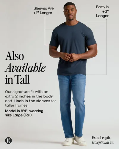 Vista 5 de True Classic Camisetas de manga corta con cuello redondo para hombre, mezcla de algodón, lisas