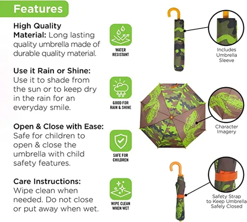 Vista 3 de Kids Umbrella for Girls and Boys & Rain Coats Set -Toddler Umbrellas Kids Raincoat Boys Girls Jacket (3-9 Years)