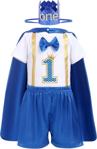 Vista 3 de Mameluco de cumpleaños para bebés y niños con capucha gorro de cumpleaños príncipe con sombrero disfraz de pastel
