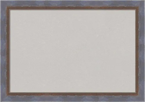 Vista 14 de Amanti Art Grey Cork Board for Wall, 14x20 Vision Board with Blue Wood Frame, Small Corkboard Office Decor for Home Organization, Country Rustic
