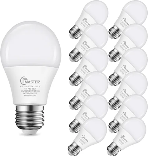 Vista 24 de Bombilla LED A19, bombilla LED equivalente a 75 W, 11 W 2700 K luz blanca cálida, 1100 lúmenes, bombillas no regulables, CRI 85+, sin parpadeo