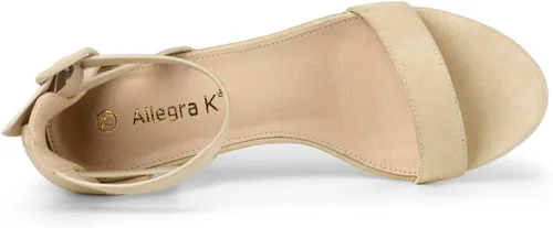 Vista 4 de Allegra K Sandalias de tacón bajo con correa de tobillo para mujer