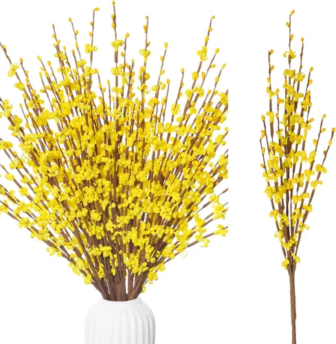 Vista 17 de Wootkey 10 piezas de flores artificiales de jazmín de tallo largo, color naranja quemado, jazmín otoñal, tallos florales de otoño para ramos