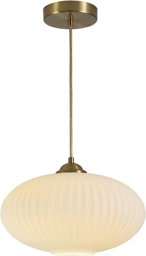 Vista 17 de Luces Colgantes Modernas de Mediados de Siglo para Isla de Cocina, Lámpara Colgante Grande de Vidrio Lechoso Acanalado, Accesorio de Iluminación