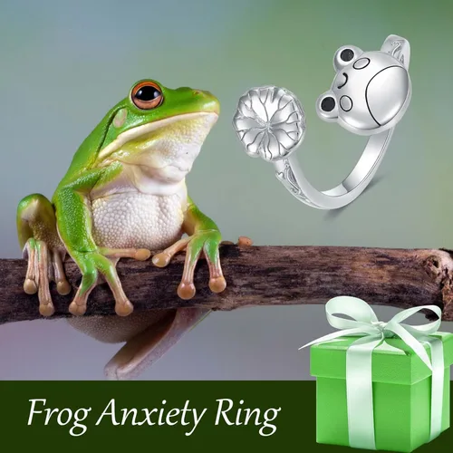 Vista 6 de Anillo de plata de ley para ansiedad de rana, serpientegato