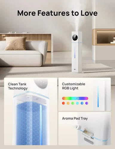Vista 7 de DREO HM735S - Humidificador inteligente de 11 L, habitación grande, 700 pies cuadrados, humidificadores de aire de niebla fría 100H para dormitorio