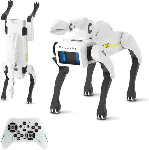 Vista 8 de Kit de perro robot 3 en 1 con ruedas, más de 30 acciones biónicas, voz y control remoto, movimientos programables, batería recargable, juguete