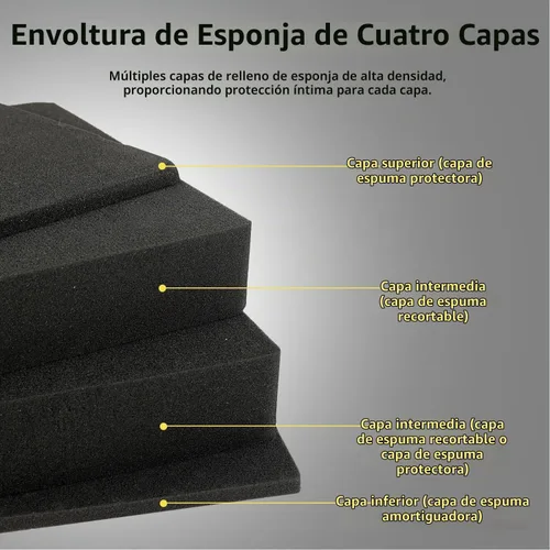 Vista 2 de Estuche rígido portátil, con espuma de bricolaje, grande, 18.4 x