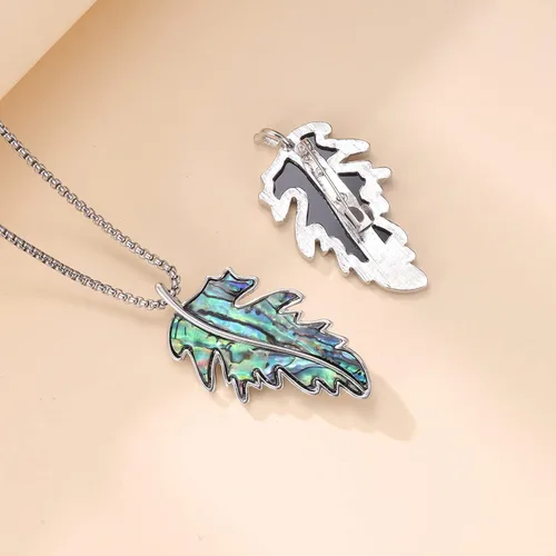 Vista 5 de Collar de concha de abulón de acero inoxidable con alas de ángelhojaflor, collares con colgante de concha de abulón, joyería de cumpleaños