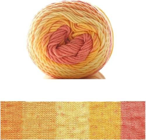 Vista 22 de Hilo de color de algodón para tartas, hilo multicolor arcoíris para tejer y tejer a ganchillo, 2 bolas de 7.05 oz, 45% algodón, 55% acrílico, hilo