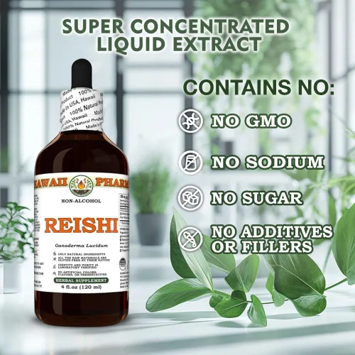 Vista 6 de Hawaii Pharm Reishi Extracto sin alcohol, glicerita para apoyo inmunológico, promueve la vitalidad, mejora la memoria y la función cognitiva, apoyo