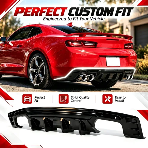 Vista 2 de Compatible con Chevrolet Camaro 2016-2024 (excepto el modelo ZL1) difusor Brillo negro