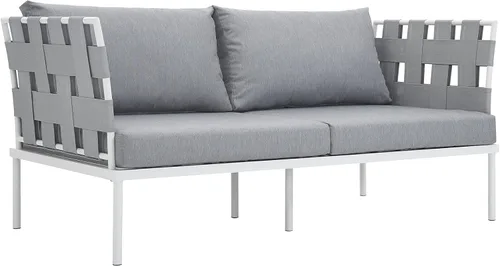 Vista 9 de Modway EEI-2601-WHI-WHI MO-EEI-2601-WHI-WHI Harmony Patio al aire libre Aluminio, sofá esquinero, blanco blanco