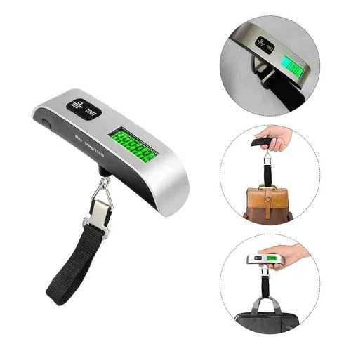 Vista 9 de Báscula digital de equipaje, báscula digital portátil para colgar, báscula digital de equipaje colgante de 110 libras con retroiluminación