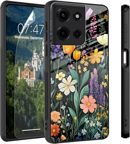 Vista 58 de Funda para Motorola Moto Edge 2022, cubierta trasera de vidrio templado con protector de pantalla, funda protectora a prueba de golpes para Motorola