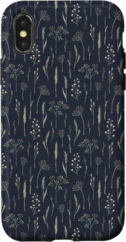 Vista 5 de Funda neutra Boho Dry Wildflower Meadow Botanical (azul marino) para iPhone 16