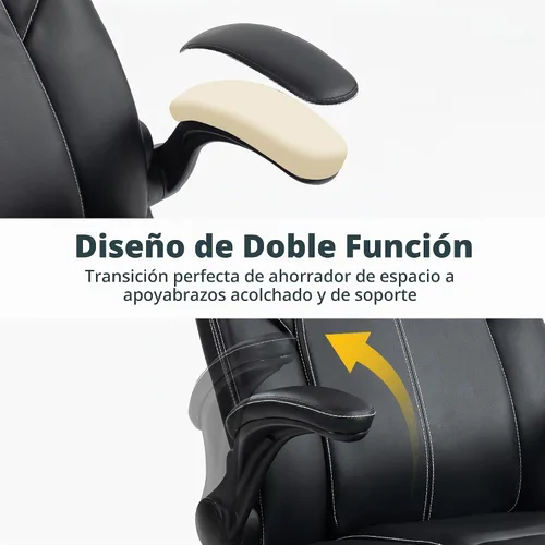 Vista 7 de Silla de oficina – Silla ejecutiva de cuero de escritorio de oficina con respaldo alto con función de balanceo – Ergonómica, transpirable, cómoda