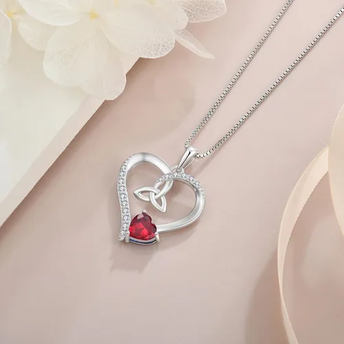 Vista 25 de Collar de corazón con nudo celta de plata de ley 925, collar con colgante para mujer, joyería de piedra natal