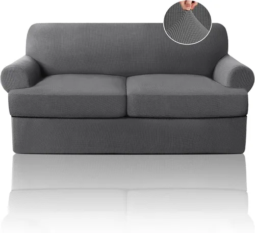 Vista 56 de PrinceDeco Fundas elásticas para sillón de 2 piezas, fundas de sofá para sillas con cojines en forma de T, fundas suaves para muebles con 1 funda