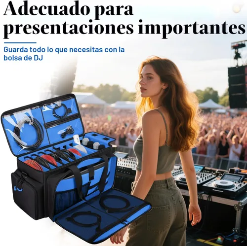 Vista 8 de Bolsa de cables Dj grande con divisores desmontables, almohadilla