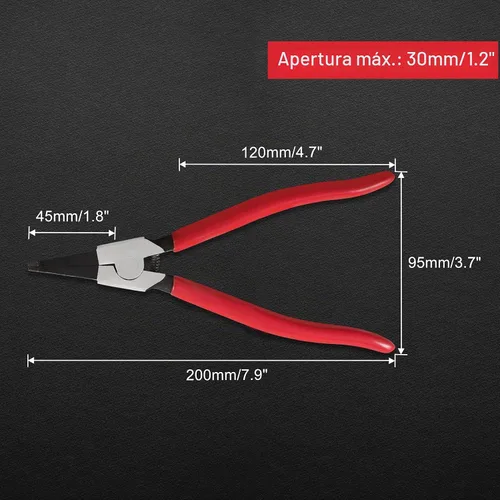 Vista 5 de Alicates de 8 Pulgadas para Anillo Circular - Alicates Especiales de Ángulo Inverso con Punta para Abrir Anillos, para Cajas de Transferencia