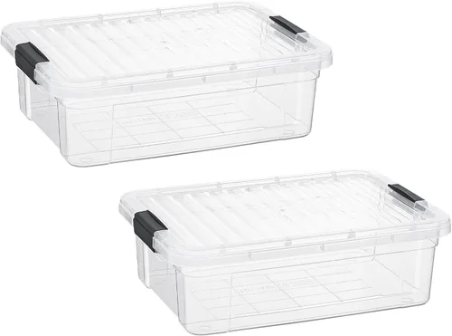 Vista 118 de Superio - Contenedores de almacenamiento de plástico transparente de 1.27 cuartos de galón con tapas, contenedores organizadores apilables, cajas
