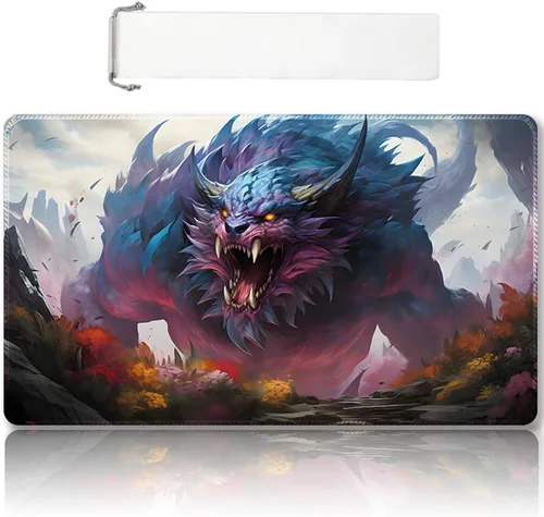 Vista 26 de Tapete de juego MTG cosido de alta calidad con zonas y parte trasera de goma antideslizante, tapete de juego TCG para MTG y otros juegos de cartas