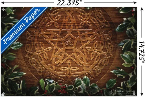 Vista 3 de Trends International Brigid Ashwood - Celtic Yule Christmas Pentacle Wall Poster, 14.72" x 22.37", Premium Poster & Push Pin Bundle
