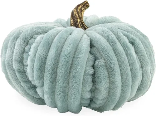 Vista 5 de Boston International Calabaza decorativa de tela de chenilla, pequeña, naranja