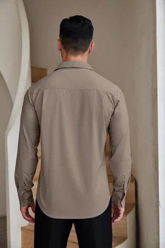 Vista 4 de COOFANDY Camisas de vestir de manga larga para hombre, ajuste regular, camisa casual con botones