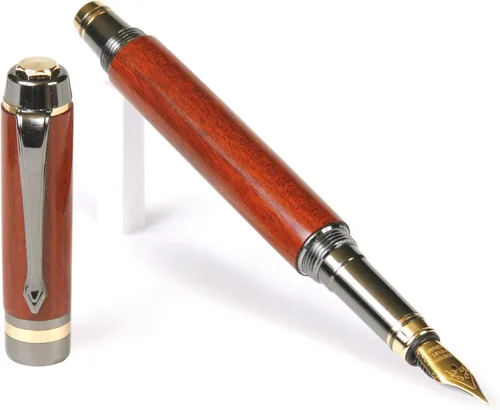 Vista 25 de Lanier Pens Pluma estilográfica Elite - Gun Metal - Negro y Blanco Ébano