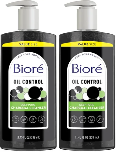 Vista 10 de Biore Deep Pore Charcoal Face Wash, limpiador facial diario para eliminación de suciedad y maquillaje, para piel grasa, 6.77 onzas, paquete de 3