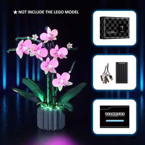 Vista 6 de YEABRICKS Kit de luz LED para Lego - Modelo de bloques de construcción de orquídea creadora, juego de luces LED compatible con 10311