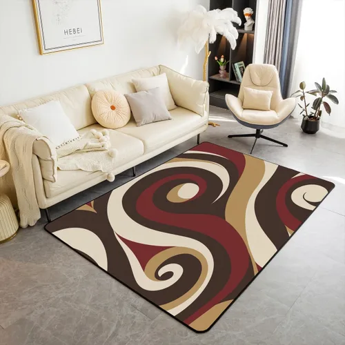 Vista 34 de Alfombra de área en espiral colorida de 3 x 5 pies, abstracta y moderna geométrica, decoración de remolinos, antideslizante, para hombres, mujeres