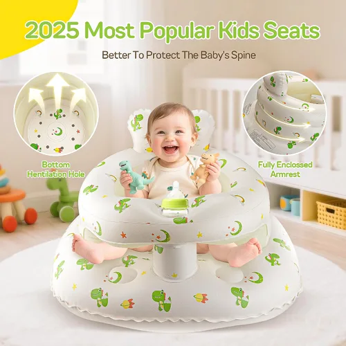 Vista 11 de Asiento inflable para bebés de 3–36 meses, Silla de piso Sit Me Up de SSyang con bomba de aire incorporada, Silla de bebé de apoyo para aprender a