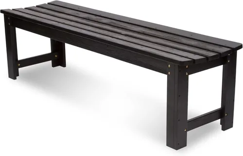 Vista 14 de Shine Company Banco de jardín de madera para exteriores, sin espalda, 4 pies, marrón quemado