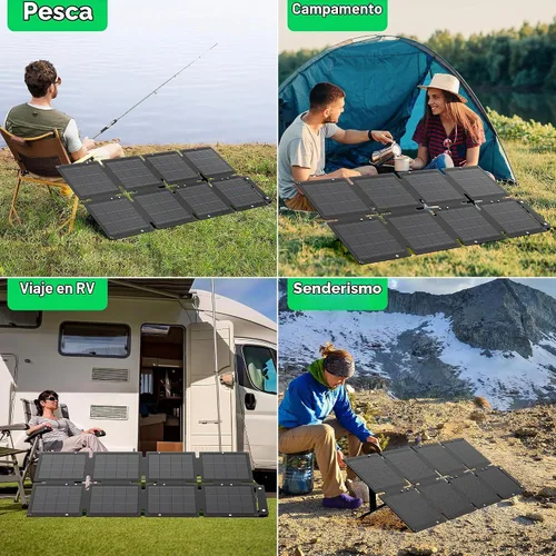 Vista 6 de EcoGreen Panel solar portátil de 60W para acampar, RV, central eléctrica plegable 60 watt Monocrystalline 24.8% High Efficiency foldable Solar