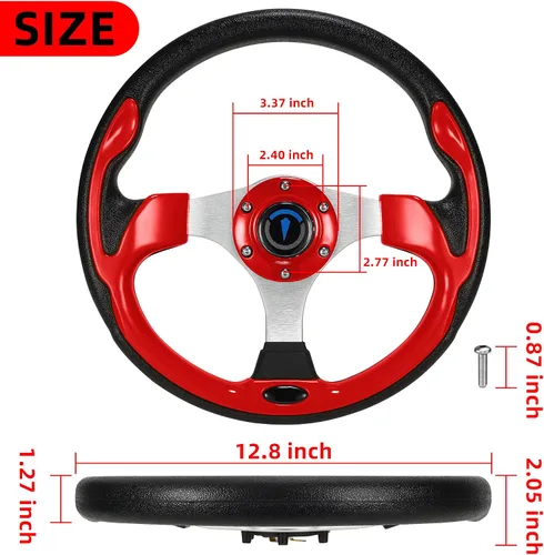 Vista 3 de Volante universal de carrito de golf para Club Car, EZGO, Yamaha, Star Car y otras marcas de carritos de golf y barcos. El adaptador se vende por