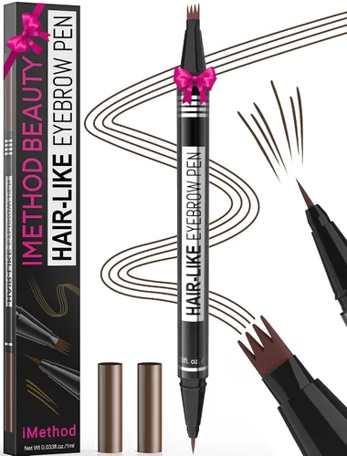 Vista 10 de iMethod Microblading - Lápiz de cejas mágico, 2 en 1, lápices de cejas de doble punta para mujeres con 4 puntas de tenedor y punta de pincel precisa