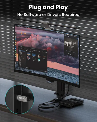 Vista 3 de Cable de extensión USB 3.2 de fibra óptica de 33 pies, 10Gbps USB A macho a Negro