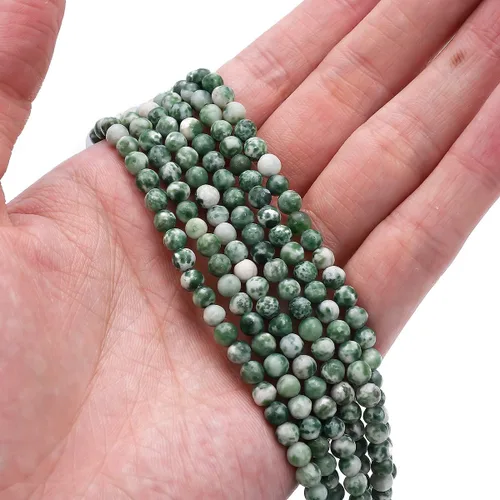 Vista 3 de BEADIA Cuentas redondas de jade africano natural de piedra suelta semipreciosas para hacer joyas 4MM 38cm/hebra