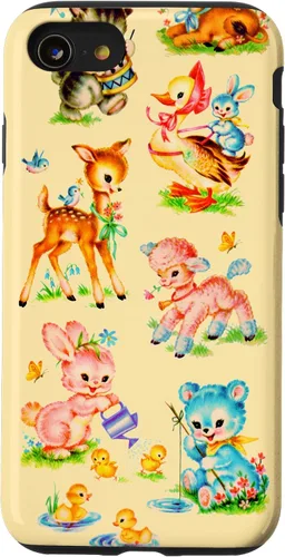Vista 18 de Vintage Baby Animals Nursery 50's Retro Yellow Case for iPhone 17