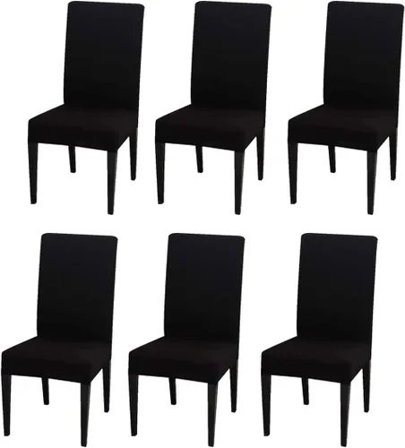 Vista 25 de Chickwin Paquete de 2 fundas elásticas para sillas de comedor, fundas elásticas negras para sillas de cocina, de elastano, sin brazos, ideales