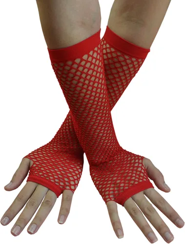Vista 6 de Guantes de red para mujer, mangas largas de red de pesca para trajes Emo Punk 12 pares de guantes de red largos y cortos
