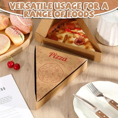 Vista 4 de Teenyyou 36 cajas de pizza desechables individuales para rebanadas de pizza de 9.65 x 7.28 x 1.77 pulgadas, soporte individual para suministros