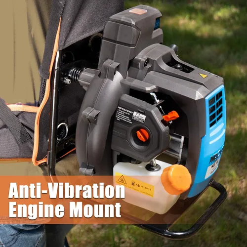 Vista 4 de LawnMaster NPTBL31AB - Soplador de hojas de mochila sin tirones, alimentado a gas con arranque eléctrico, motor de 2 ciclos de 31 cc, 470 CFM, 175
