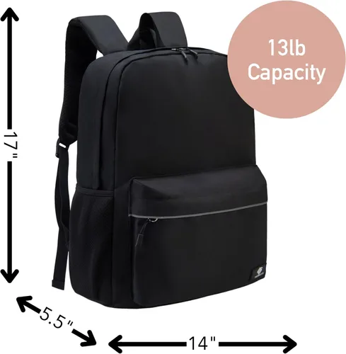 Vista 5 de Fenrici - Mochila para niñas, niños y adolescentes, mochila reciclada para laptop, de 16 x 13.5 pulgadas, Computadora portátil, M, Negro