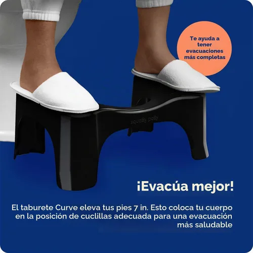 Vista 3 de Squatty Potty The Original - Taburete de inodoro de baño, ligero curvo con diseño elegante y moderno, negro, 7 pulgadas