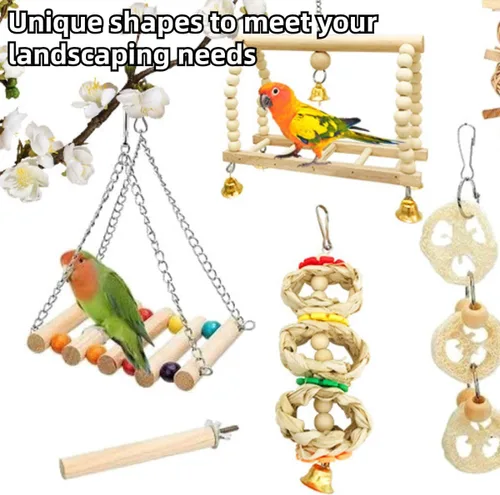 Vista 4 de 8 juguetes de columpio de loro, para masticar de pie, hamaca colgante para escalar, jaula de pájaros, juguetes para periquitos, conure, cacatúas