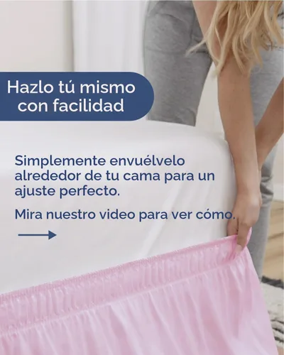 Vista 3 de CGK Falda de cama envolvente – dormitorio universitario – 24 pulgadas 32 - rosa claro